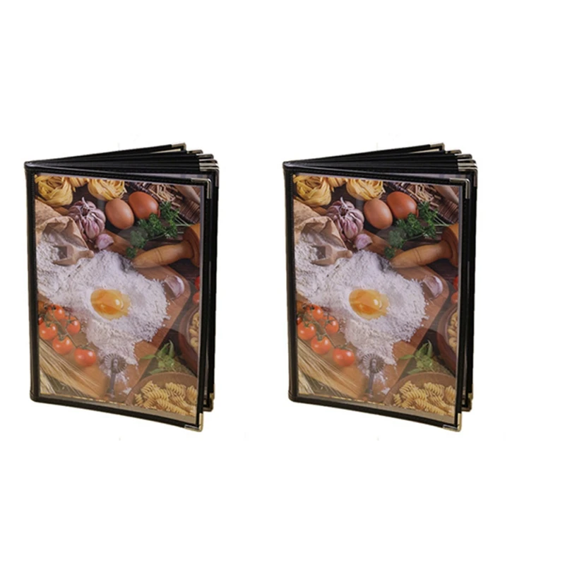 2X Transparent Restaurant Menu Covers For A4 Size Book Style Cafe Bar 8 Pages 16 View