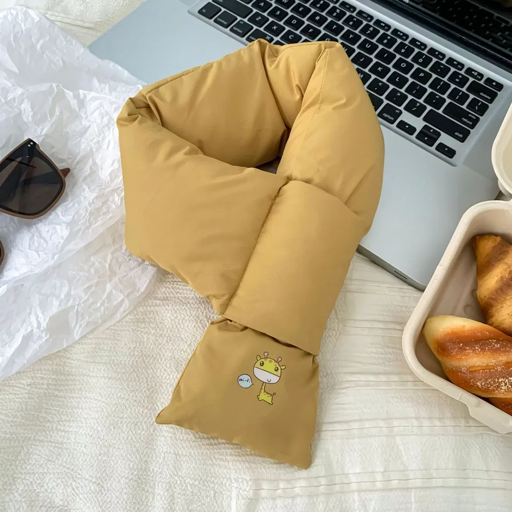 

Solid Color Winter Cross Scarf Thickened Windproof Down Cotton Scarf Keep Warm Apparel Accessories Thermal Warm Scarf