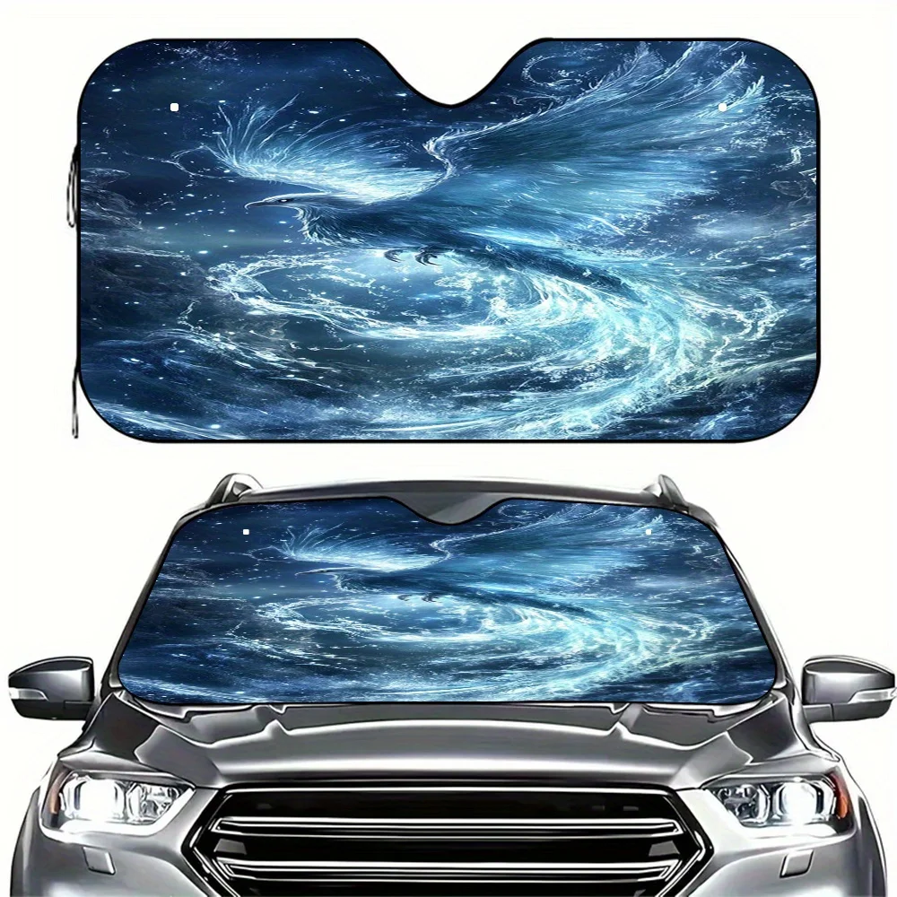 Pare-soleil de pare-brise Ice Dragon Majesty, blocage UV et pare-soleil de fenêtre de voiture réfléchissant à la chaleur avec Design Ice Dragon, soleil pliable, 1 pièce