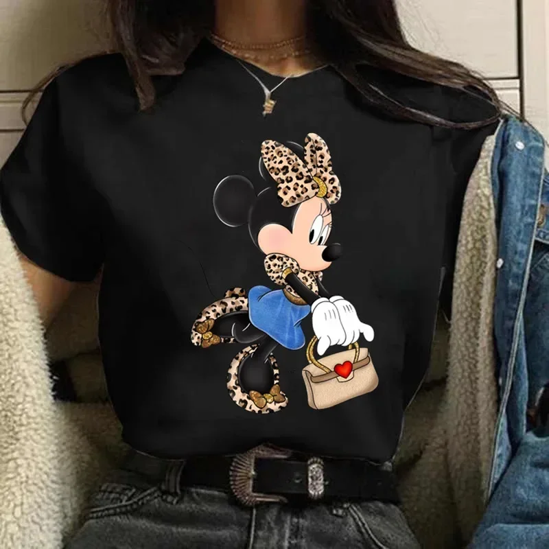 Fashion Minnie Mouse T-shirt Women\'s Harajuku Clothing Short Sleeve Y2k Tops Minnie Casual Kawaii Female T Shirts Clothes