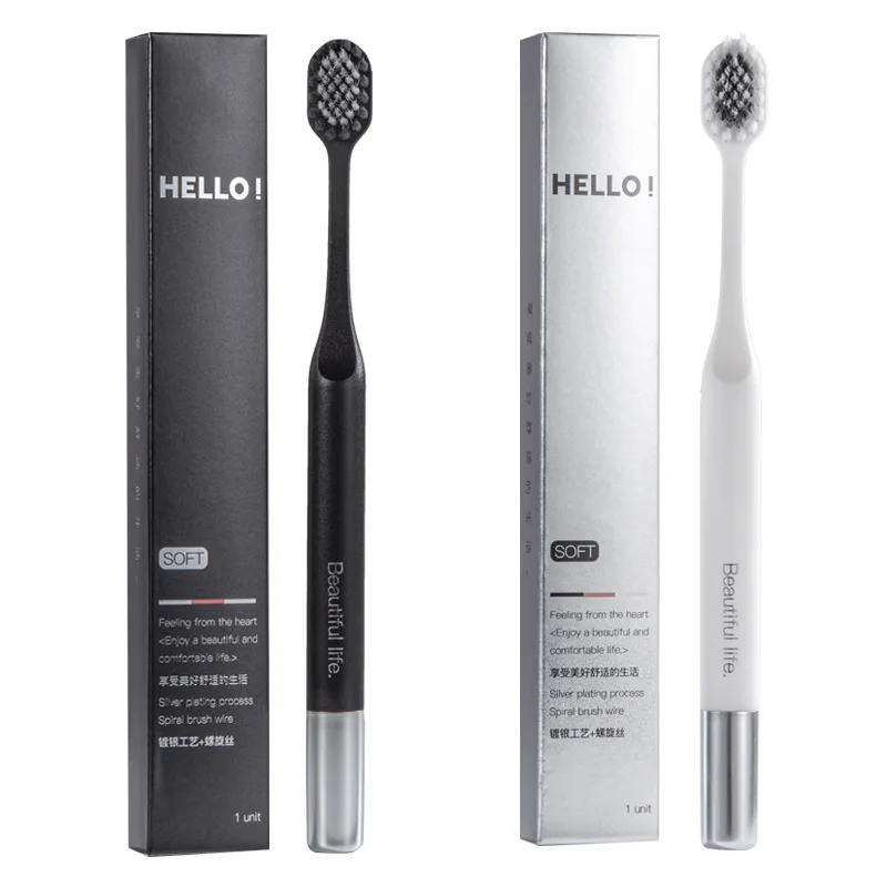 

30 шт., бамбуковая угольная щетка, шелковая зубная щетка с мягкой щетиной, черно-белые мужские и женские зубные щетки для взрослых, семейный набор