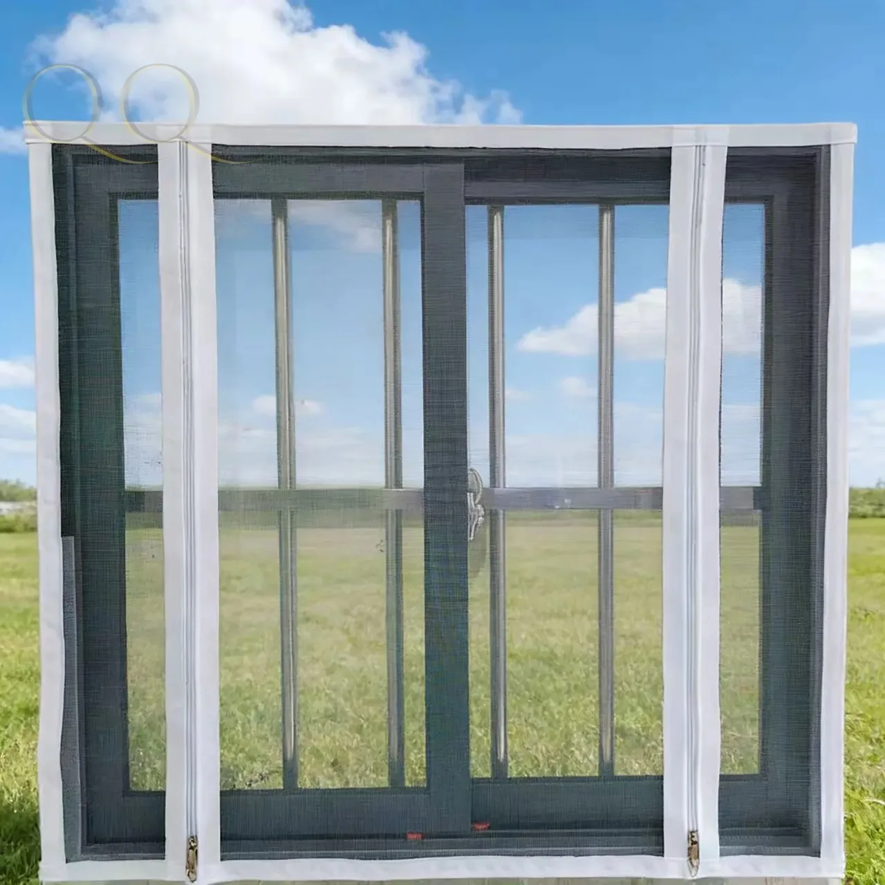 Double Zipper White Side Opening Mosquito Screen Window, Detachable, Custom Self-adhesive, Non Perforated, Indoor Specific