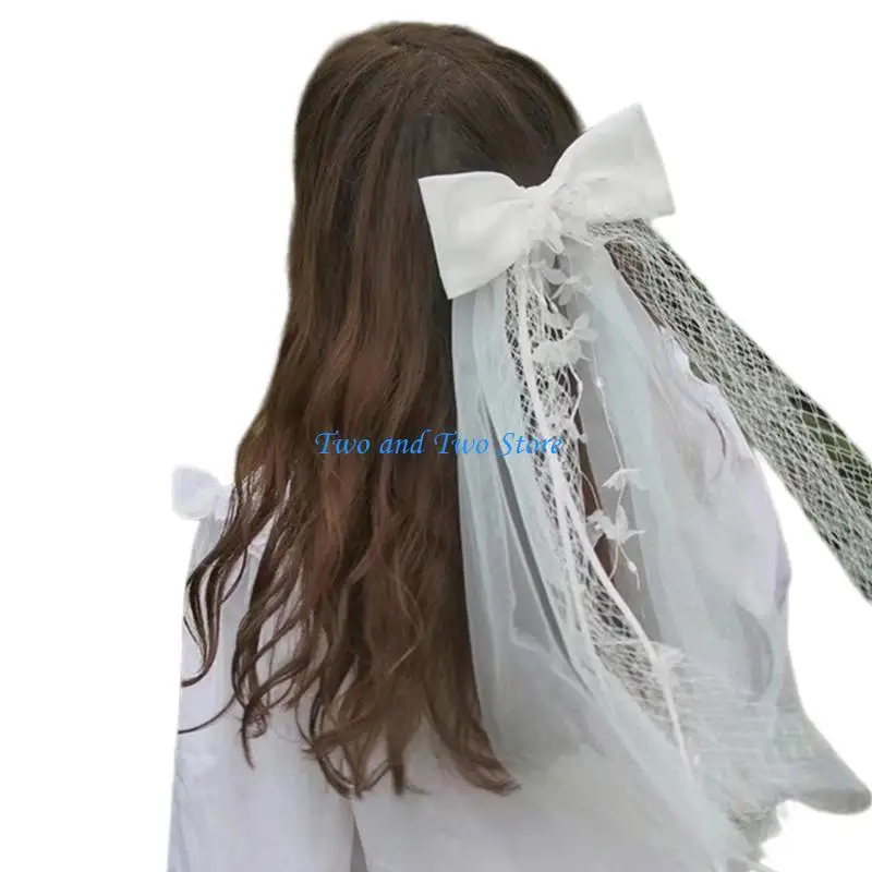 

HX6F Eye Catching Bride Veil Sheer Veil Bride Engagement Party Taking Photo Headpiece