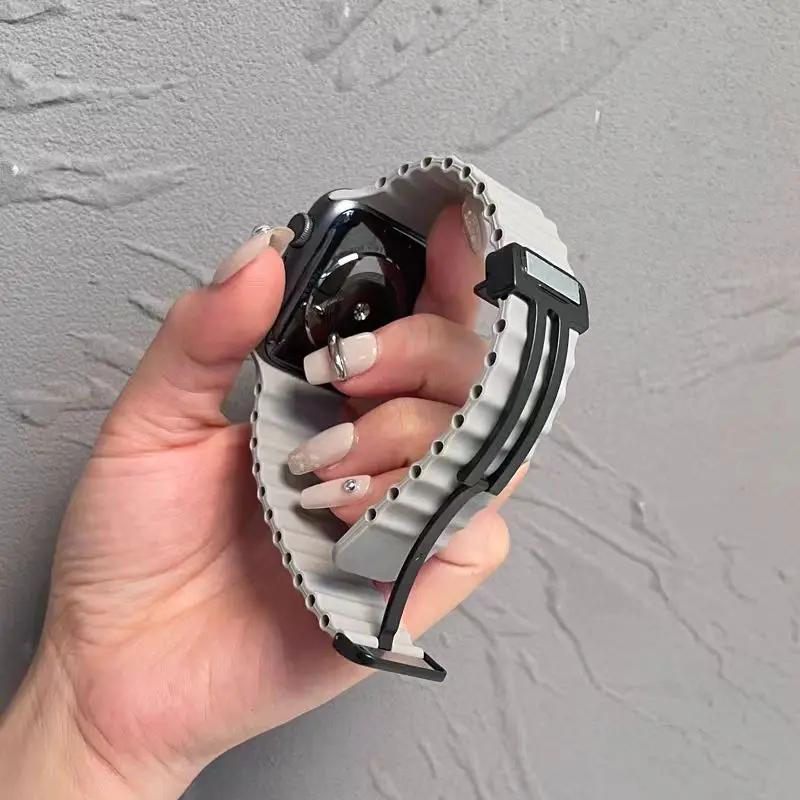 Ремешок с магнитной застежкой для Apple Watch Band Ultra 2, силиконовый браслет для iWatch Series 9 8 7 6 4 SE, 49 мм 45 мм 44 мм 40 мм 41 мм 38 42 мм