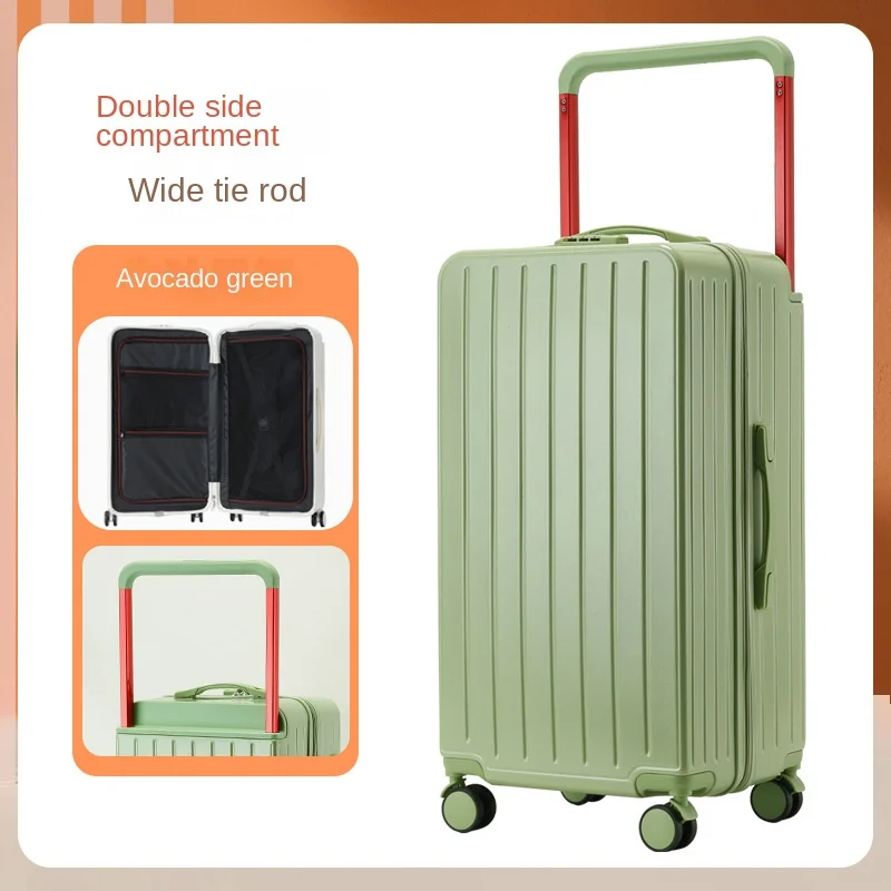 Mala De Bagagem Com Rodas, Punho Largo Bagagem, Trolley Case, Duplo Lado, Compartimento Fechado, Senha De Bloqueio, Saco De Viagem Com Rodas, 28"