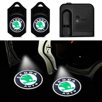 2PC 3D ABS Car LED Welcome Light Auto Door Projector Lamp Accessories For Skoda Octavia 2 3 Rapid Superb Fabia Yeti Karoq Kodiaq