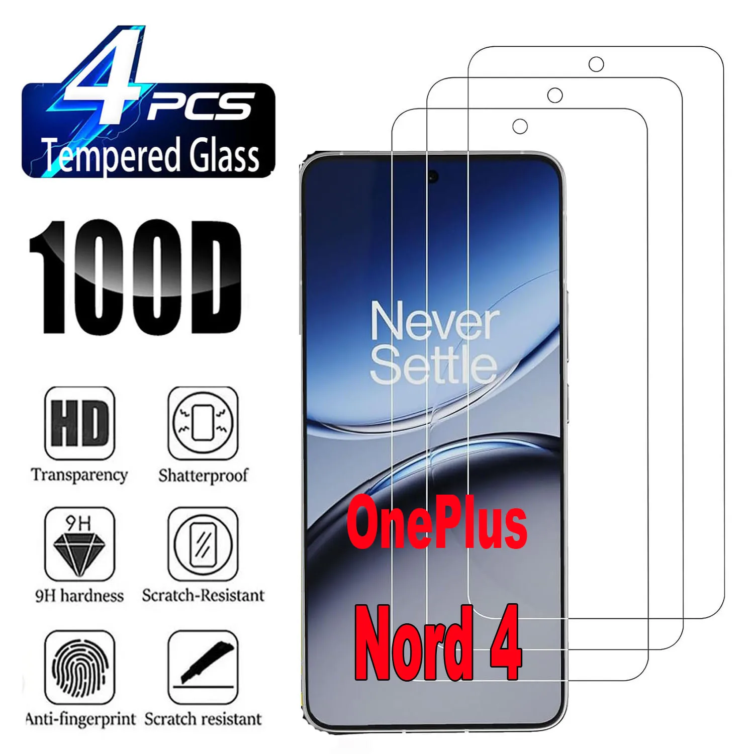 2/4Pcs 9H Screen Protector For OnePlus Nord 4 5G HD Tempered Glass Film