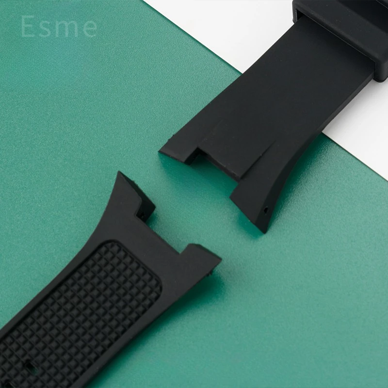 สายนาฬิกาข้อมือซิลิโคนกันน้ำสำหรับ Ax1803อาร์มานี่/Ax1802/Ax1050อุปกรณ์เสริมกลางแจ้งพร้อมอินเทอร์เฟซเว้า31X14มม. สายรัดของผู้ชาย