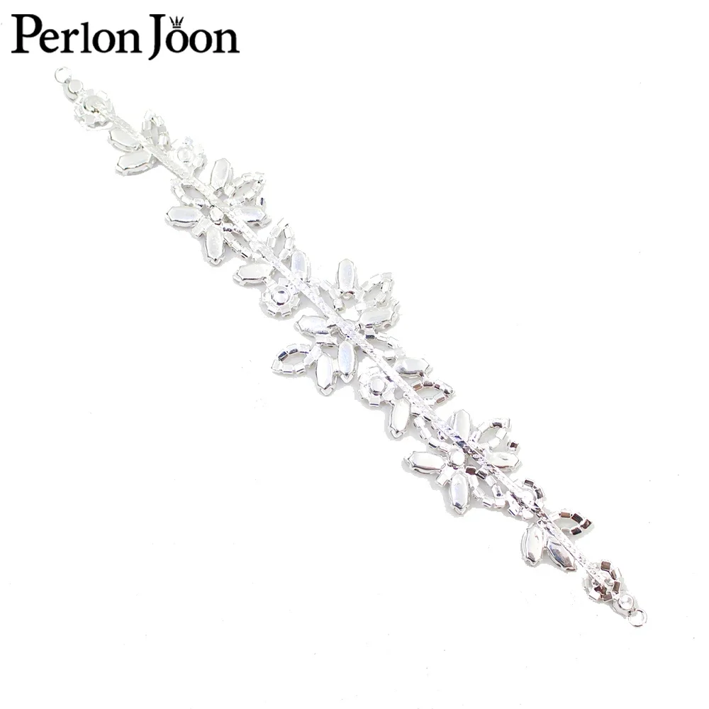 1 piece Sparkling wedding Headwear decorative accessory leaf glass silver crystal AB rhinestone trim applique YHX092