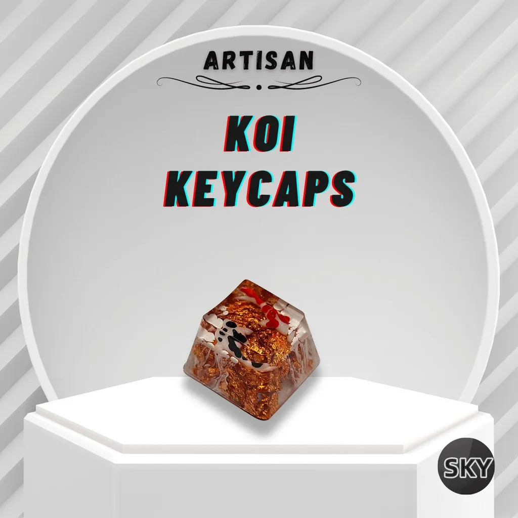 Imagem -02 - Keycap Personalizado Feito sob Encomenda do Ouro Erin Peças do Ouro Ouro do Brilho Keycap de Koi do Artesão para o Teclado Mecânico-oriental Glitter