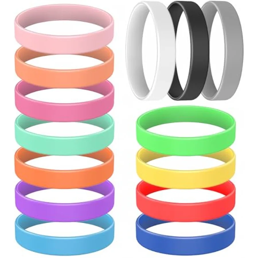 

14 Pcs Rubber Bracelets YalTY Silicone Bracelet Men Rubber Wristbands 14 Color Mixed