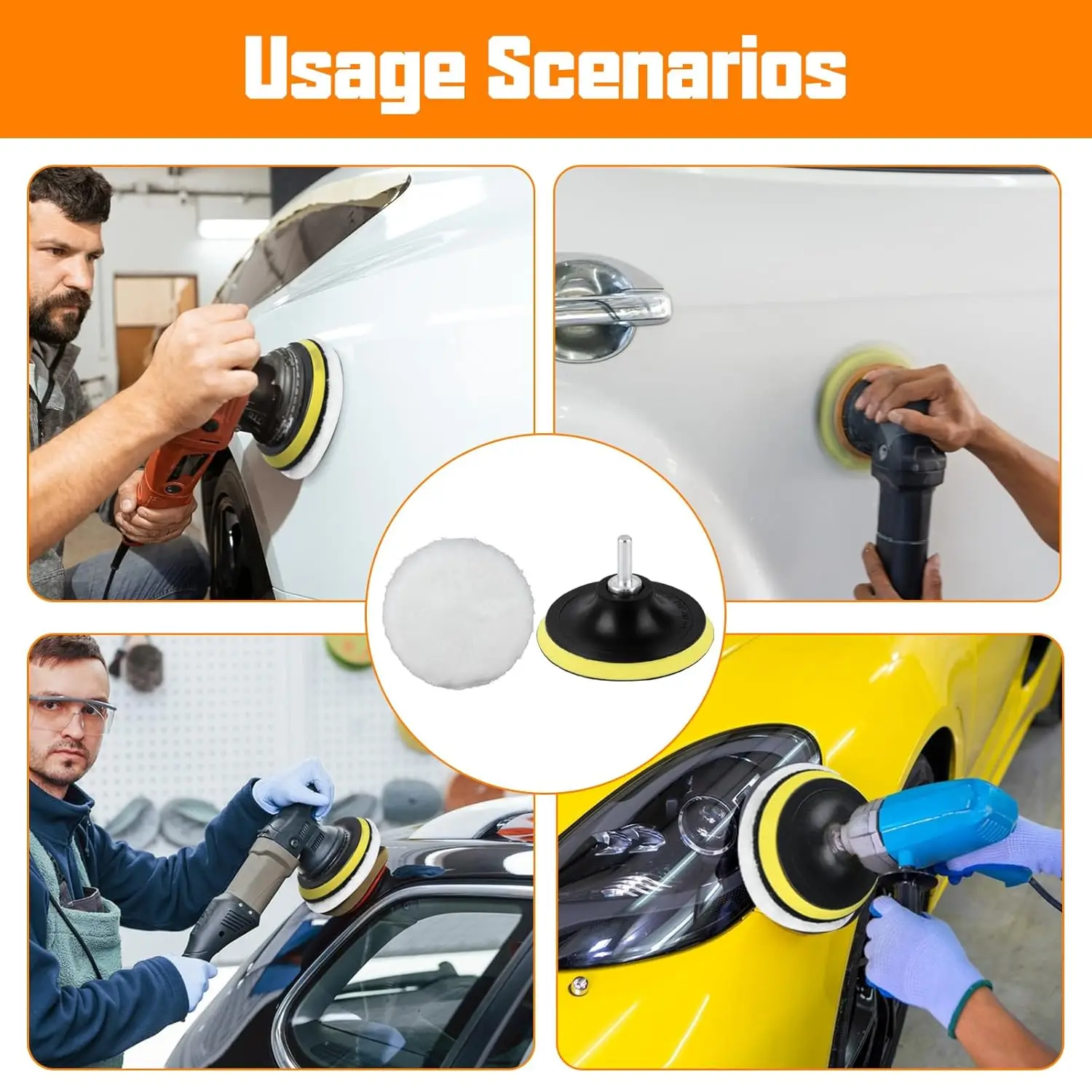 M14 الموضوع 3/4/5/6/7 بوصة ورأى الصوف منصات التلميع مجموعة لسيارة البولندية خدش إصلاح بلاط الزجاج الفولاذ المقاوم للصدأ أدوات تنظيف