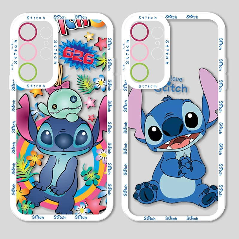 Disney Cute Stitch For Samsung Galaxy S24 S23 S22 S21 S20 Pro FE Ultra A23 A52 A53 A71 Angel Eyes Transparent Phone Case