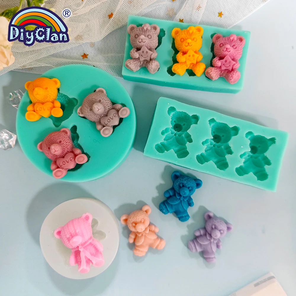 Cute Mini Bear Silicone Mold Fondant Cupcake Chocolate Biscuit Sugarcraft Kitchen Baking Cake Decorating Tools DIY Resin Mould