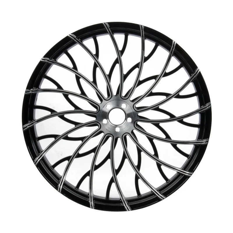 Custom 3D Forged Black Wave CNC Front Rear Motorcycle Wheels Compatible with 2018-2024 Harley Davidson Fat Boy and Breakout