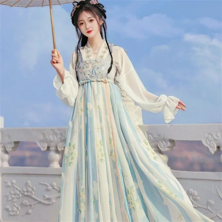 جديد Hanfu الصين عود التقليدية Hanfu مجموعة Vrouwelijke تأثيري حلي زومر رسوم Hanfu فقدان باك الصينية Jurk