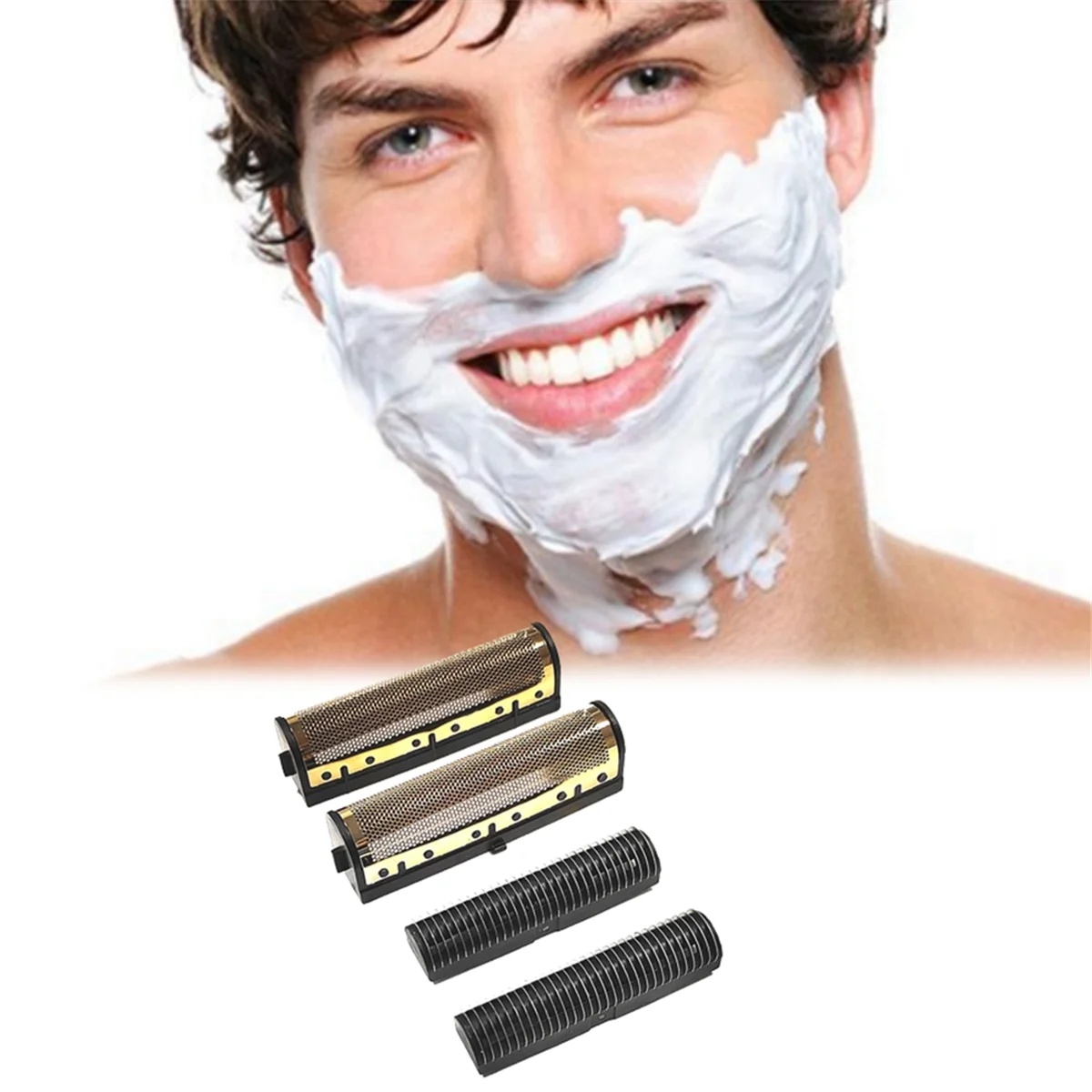 ماكينة حلاقة بديلة + رأس قاطع لـ Andis 17260 شفرة حلاقة عائمة ذكية ثلاثية الأبعاد قابلة للغسل، ذهبي