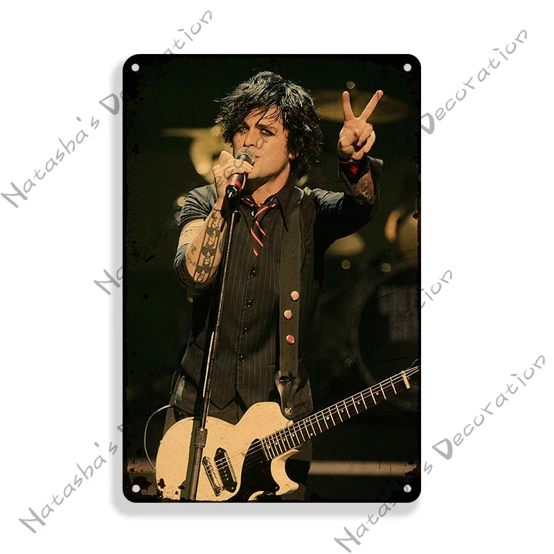 بانك باند أخضر اليوم لافتات معدنية ، ملصق عتيق ، علامة قصدير معدنية لموسيقى الروك ، علامة معدنية صدئة حنين ، ديكور صناعي