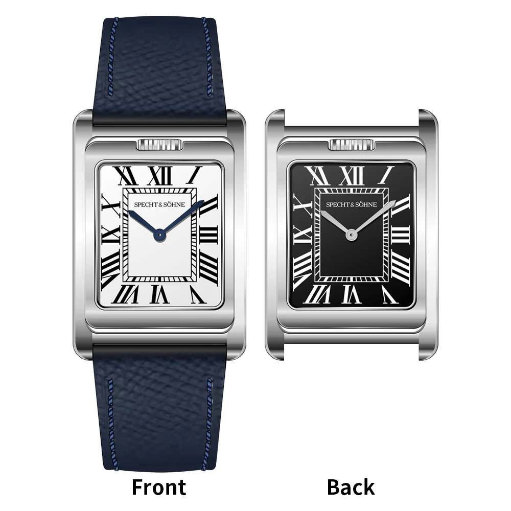 2025 Specht & Söhne nieuwe mode vierkante quartz horloge dubbel gezicht herenhorloges roestvrij staal saffier CrystaReloj Hombre 24,5 mm