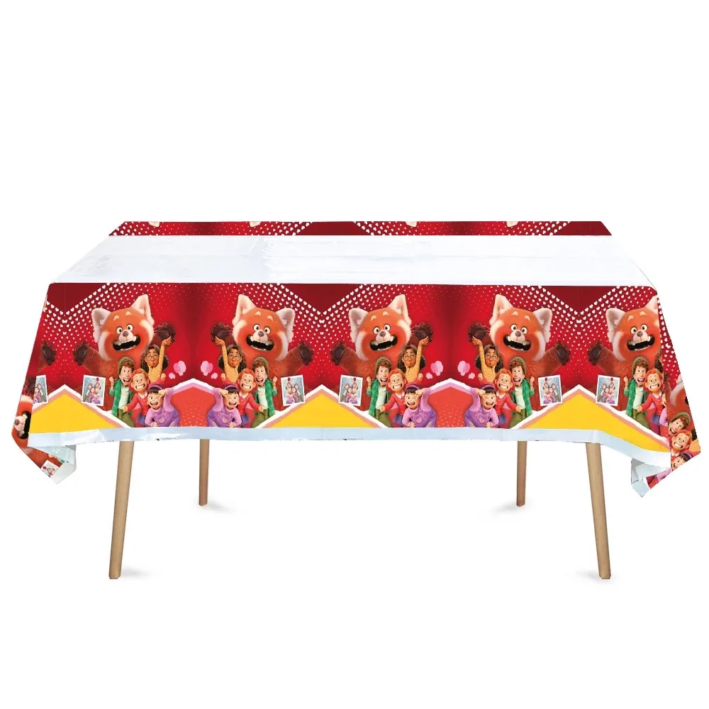 Hot Disney Turning Red Tablecloth Decorations Plastic Cartoon Table Cover Cute Panda Theme Baby Shower Kids Girls Party Supplies