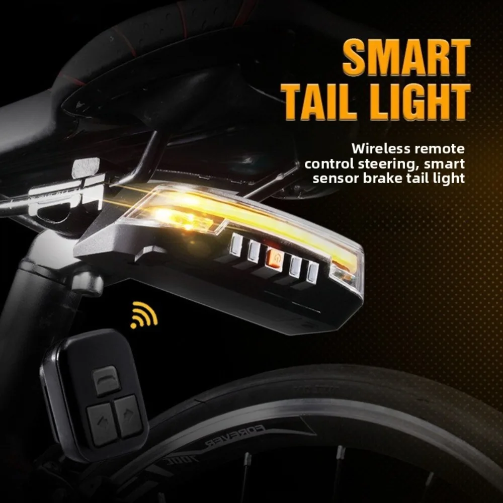 Wireless Remote Control Steering Tail Light USB Charging Waterproof Night Cycling Light Control Induction Riding Warning Light