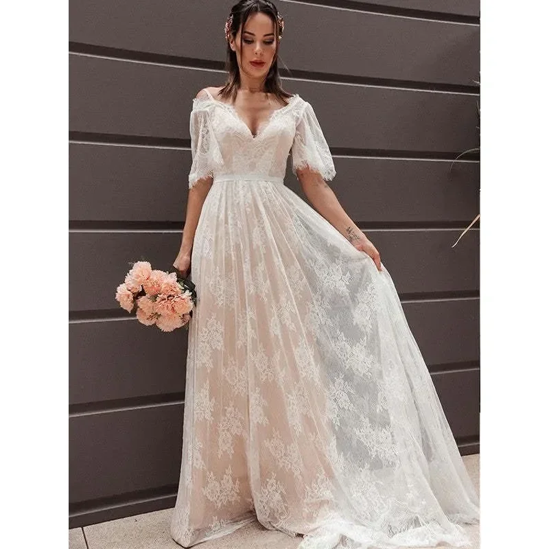 2024 Spring Summer New Women's Pink Lining White Lace Backless Wedding Dress Bridesmaid Dress Long