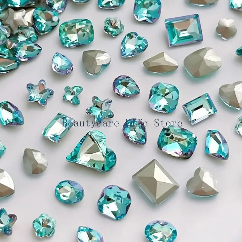 

652C 10x/Set Hearts Nail Art Charms for DIY Nails Pointed Back Nail Rhinestones Square Nail Charms Butterfly Shape Nail Gems