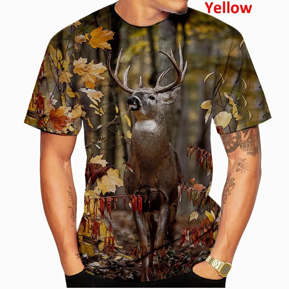 Men's Fashion Deer Hunting Camo 3D Printed T-shirt Men's Leisure Round Neck Short Sleeve T-shirt Plus Size Comfortable Top image 2