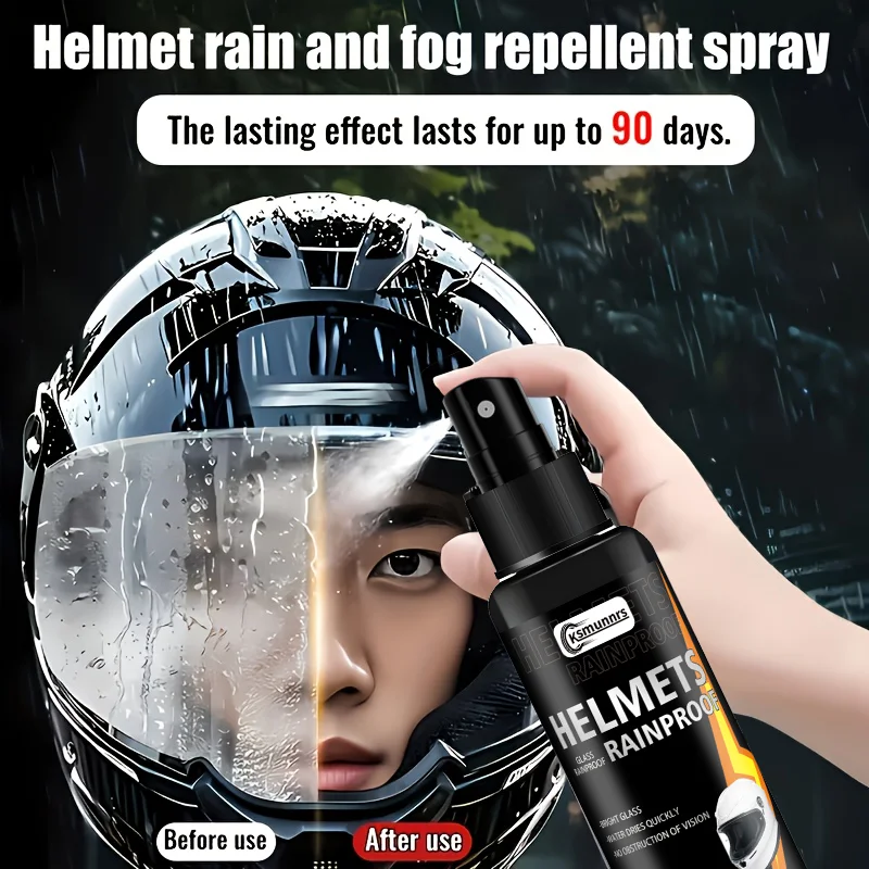 

Motorcycle helmet rainproof spray, prevents fogging, enhances visibility, provides a clear view, suitable for all helmets and ca