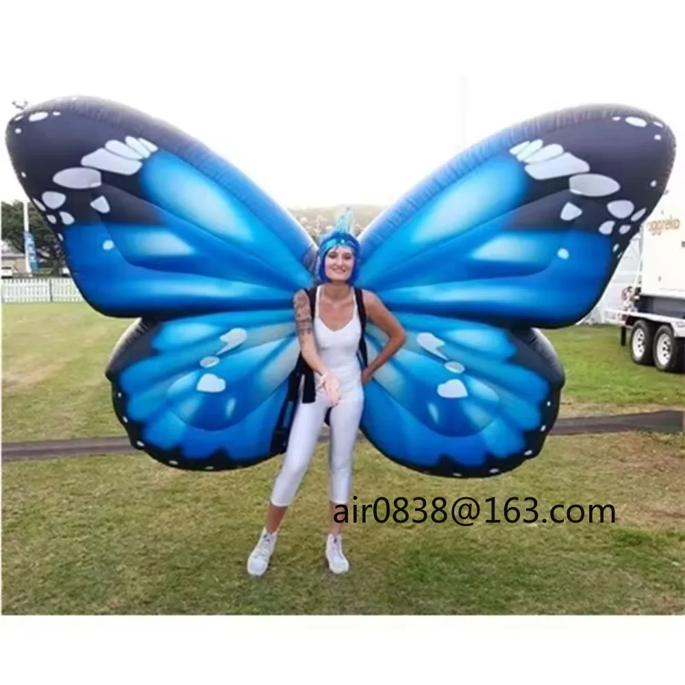 パレード用歩行式インフレータブル蝶コスチューム、大人用パーティー、ステージイベント、パフォーマンス用のインフレータブル照明コスチューム
