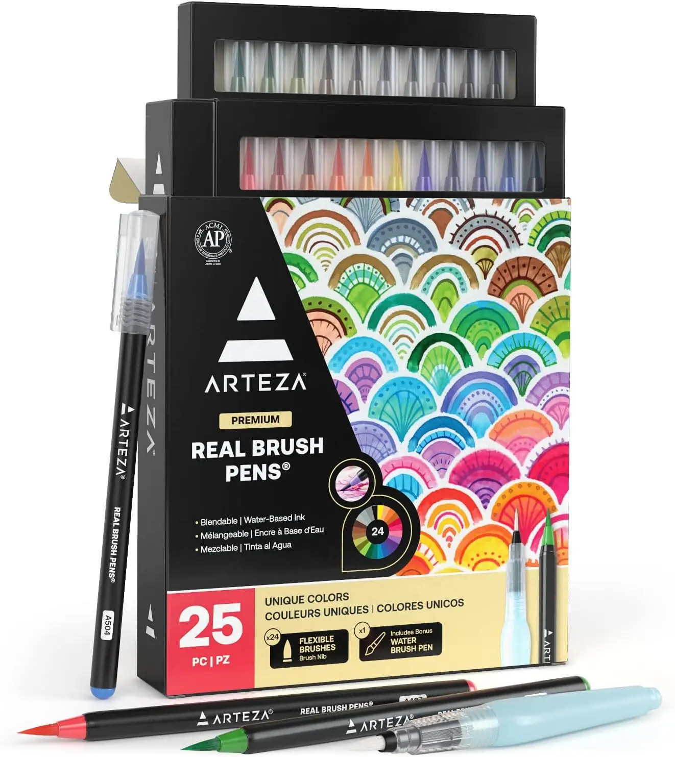

24 Watercolor Brush Pens with Flexible Nylon Tips, Ideal for Artists and Beginners, Easy-to-Use Paint Markers