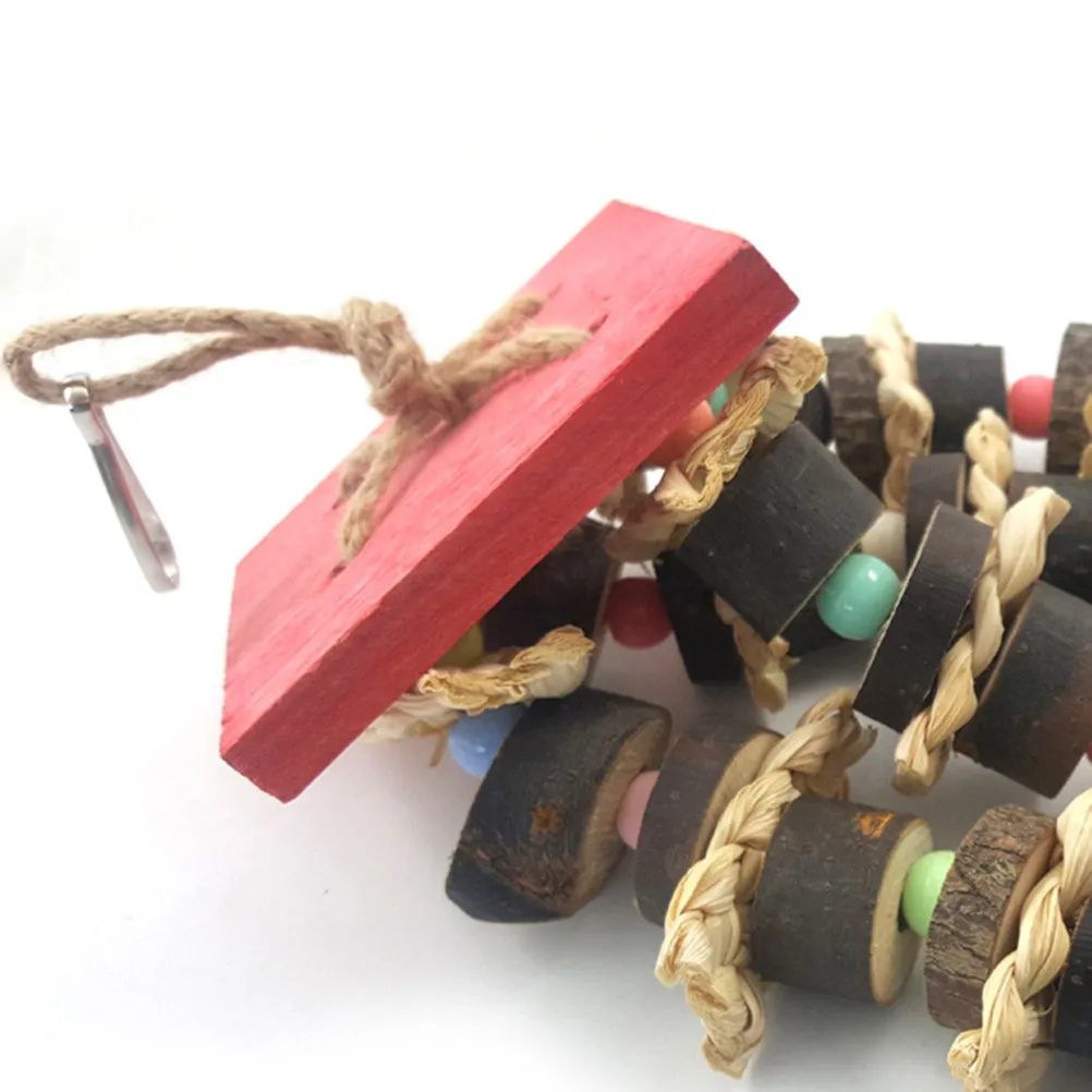 Wooden Beak Grinding Clip Educational Parrot Hanging Pendant Bird Bite Chewing Skill Development Playground Parrot