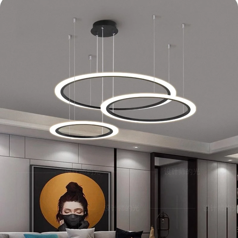 Imagem -04 - Modern Home Decor Luzes Led Luz Pingente Lâmpadas de Anel Sala de Estar Sala de Jantar Iluminação Interior Lustres