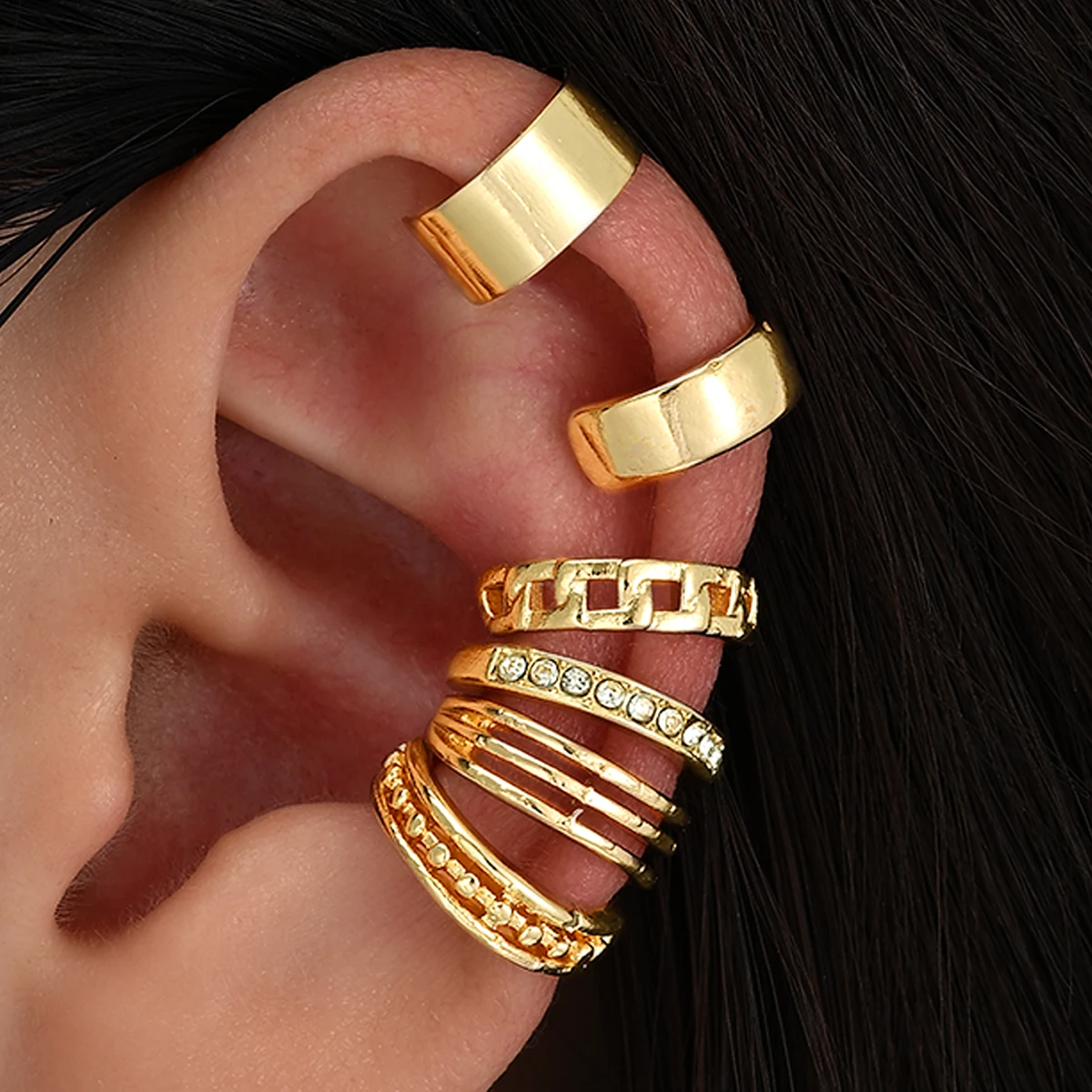 31-teiliges Set Blatt-Ohrclips für Frauen in Goldfarbe, Kreative Einfache C-förmige Ohrklemmen ohne Piercing, Trendiger Modeschmuck, Neue Geschenkideen – Detail 3