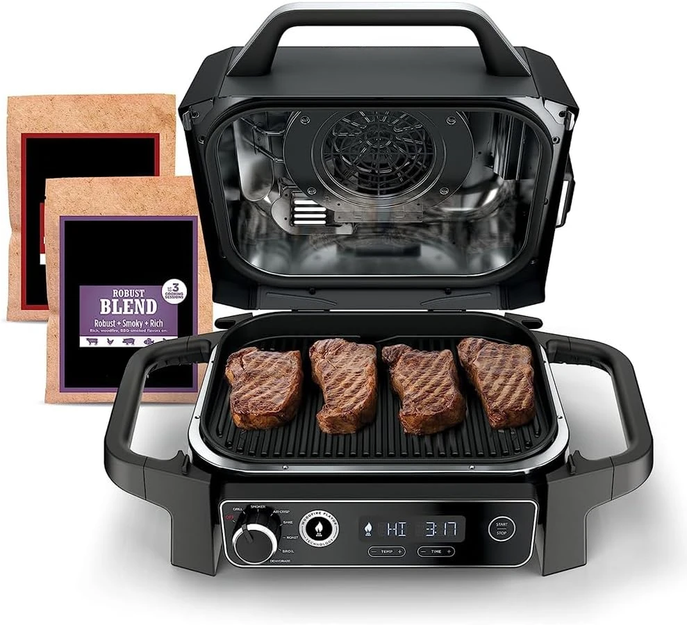 OG701 Woodfire Outdoor Grill & Smoker 7-in-1 Air Fryer Bake Roast Broil uses Woodfire Pellets(1 Pack Included) Portable