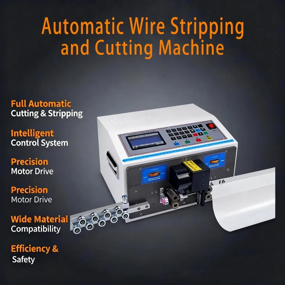 

Full Automatic Wire Cutting Stripping Machine High Precision Cable Stripper LCD Display Adjustable Length Wire Processing Tool