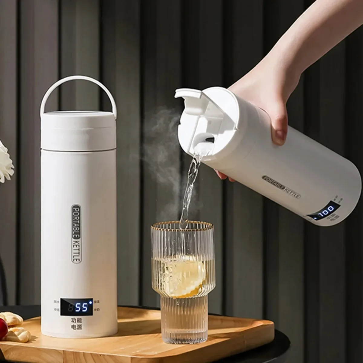 Tragbare Elektrische Wasserkocher Tee Kaffee Wasserkocher Mini Reise Kochen Wasser Eintopf Halten Warme Geräte Thermo Anti-Verbrühung Flasche