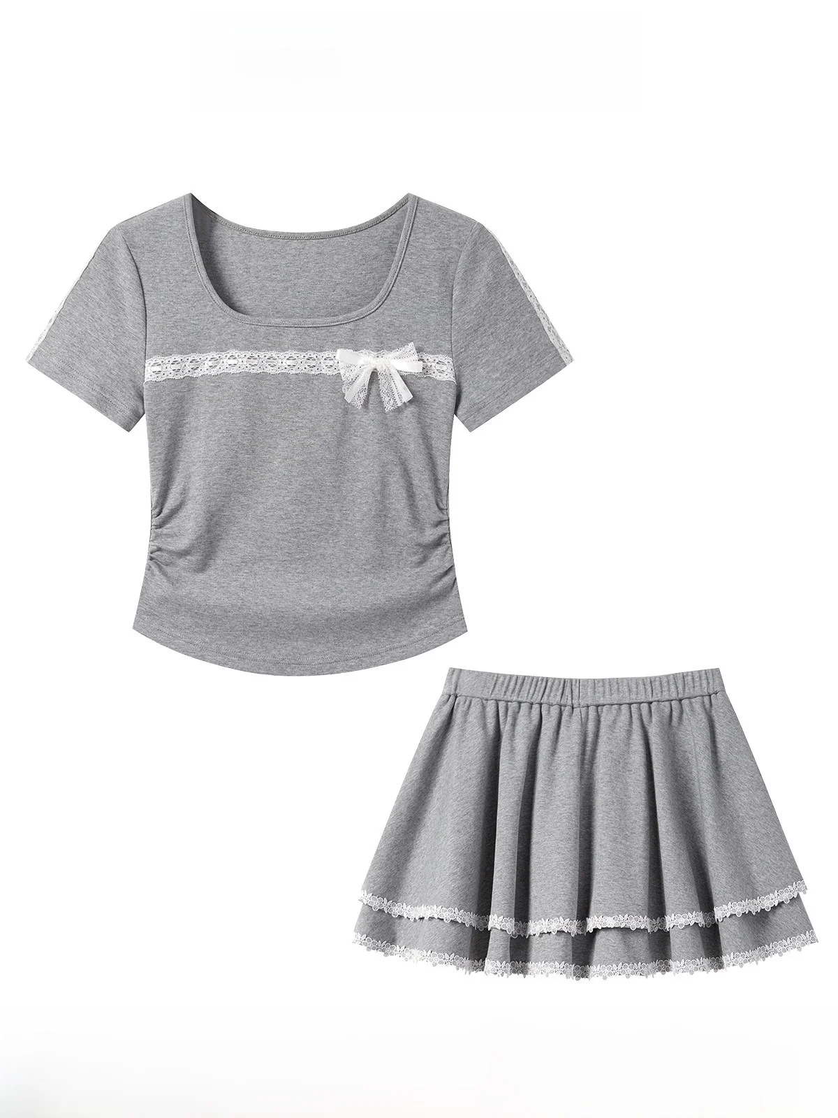 

Sweet ort Sve T-irt Skirt Set Women's 2025 Summer Layering Two-Piece Set Faionable Casual Wear for Young Adults