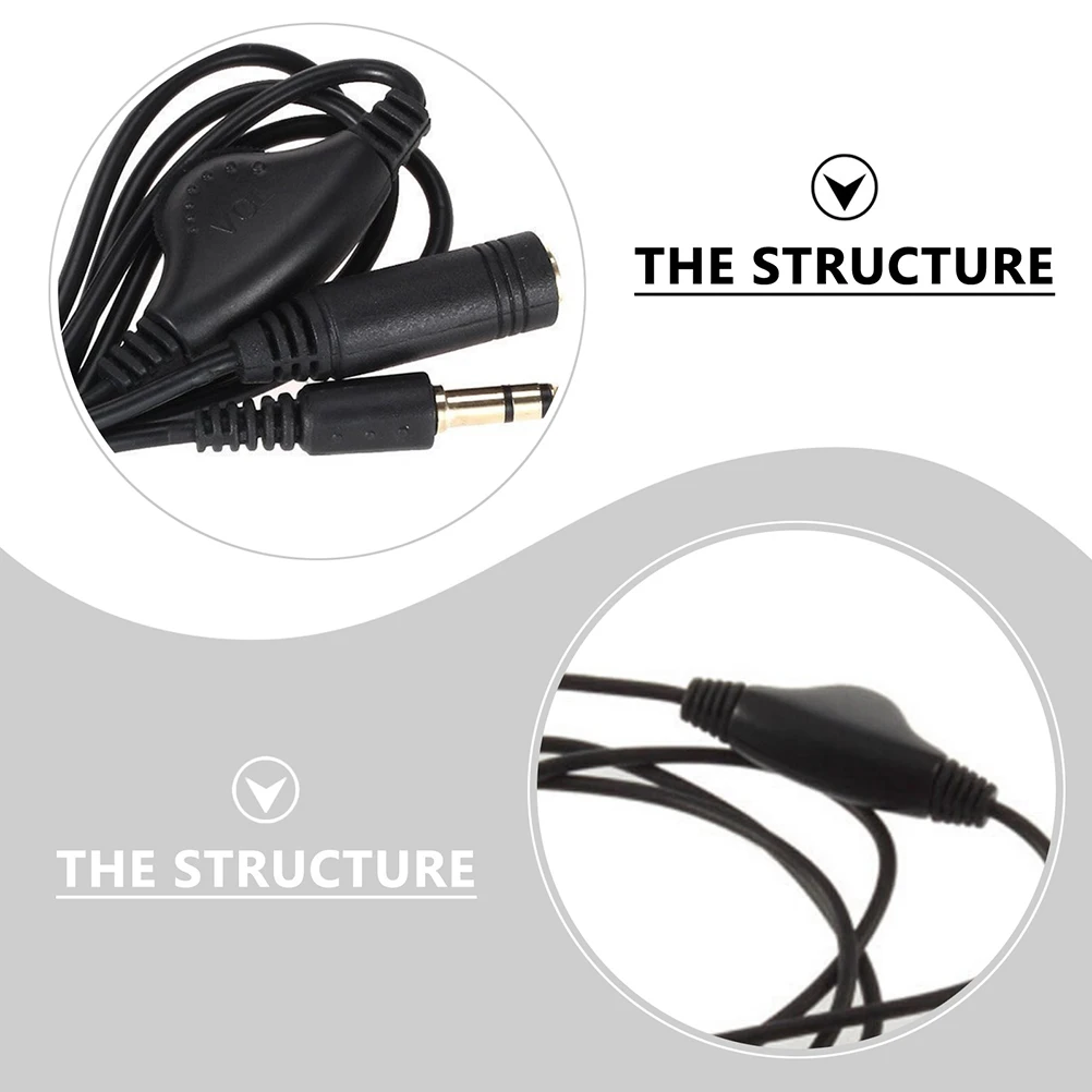 

2pcs 3.5Mm Audio Extension Cable Pulley Volume Control Durable Wear Resistant Lightweight Portable For Phone Mp3 Audio Video
