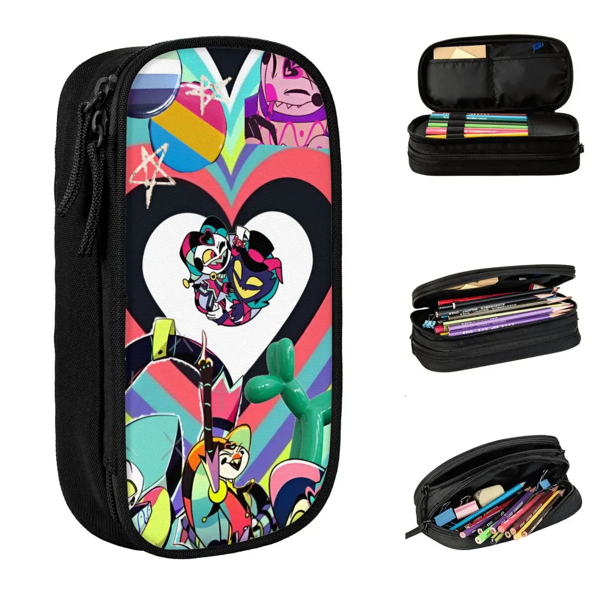 أنيمي Helluva Boss مقلمة موضة حامل قلم حقائب أطفال سعة كبيرة مكتب سستة pencelcases