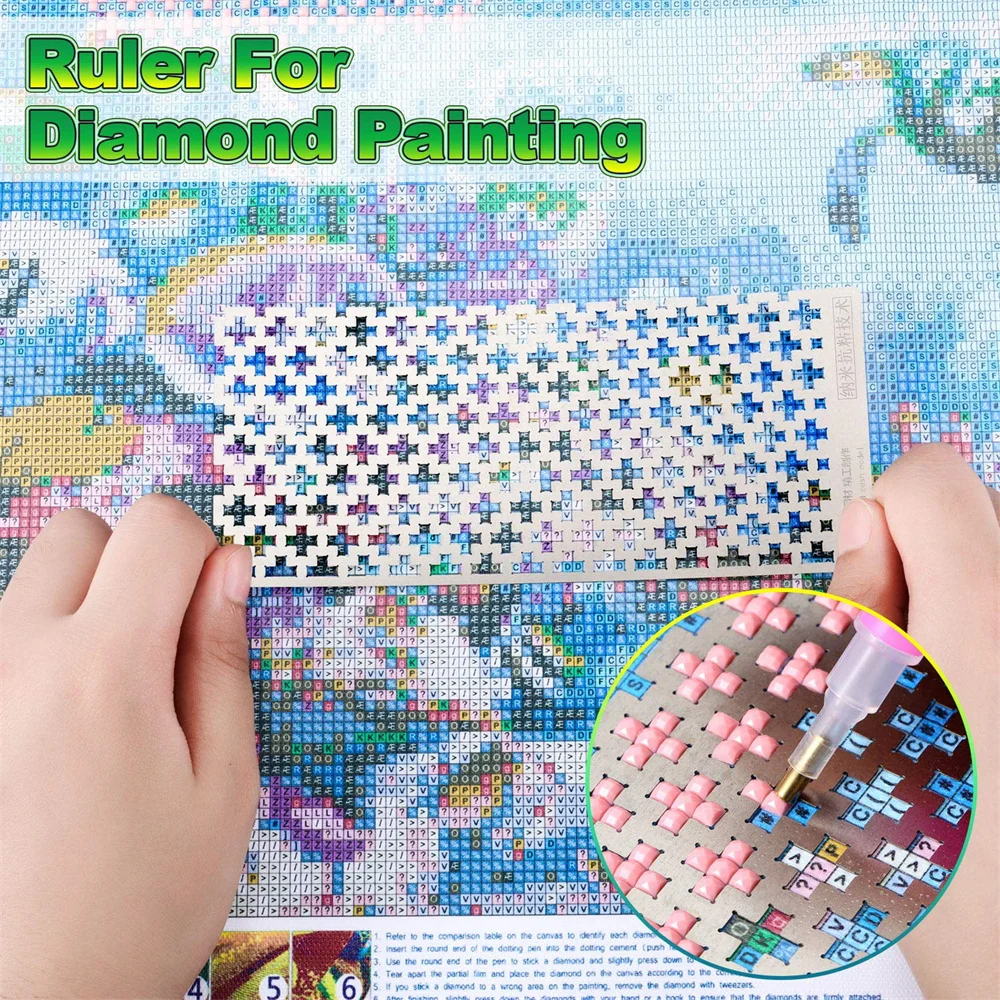 Diamond Painting Ruler Stainless Steel Diamond Mesh Ruler Set With Corrector for 5D DIY Diamond Painting Tool Accessories