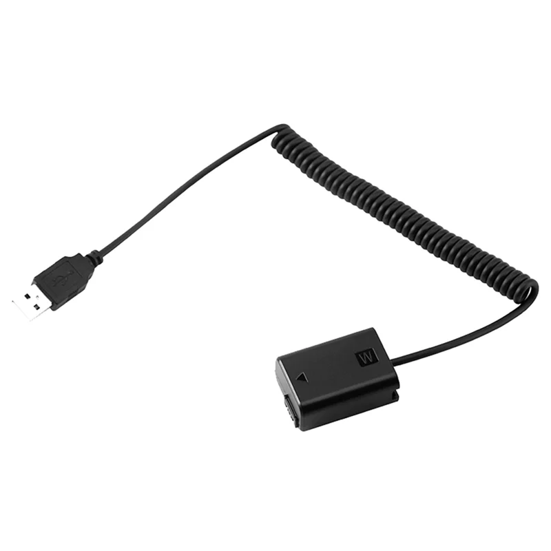 Cable de carga USB con resorte de batería simulada de NP-FW50 para Sony A7 A7R A7S A7M A7II A7S2 A7M2 A7R2 A6500 A6300 acoplador CC