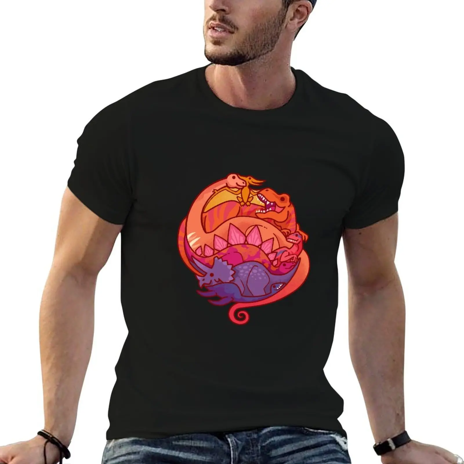 Dino Rainbow 2 T-Shirt Stain Resistant Casual Tee