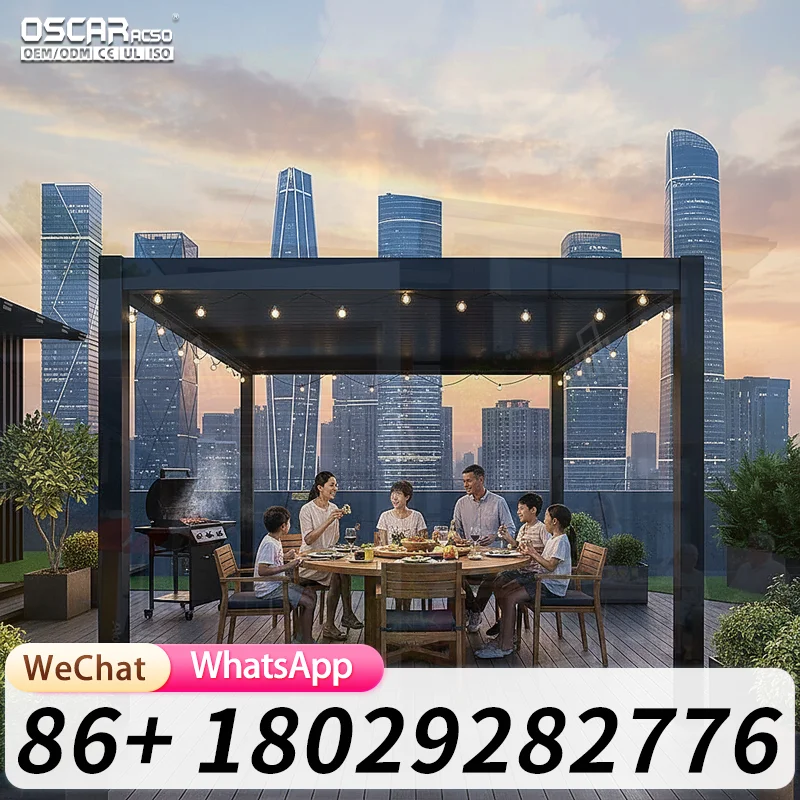 Aluminum Glass Free Standing Sunroom Kit Winter Garden Patio Enclosure Conservatory Bioclimatic Louver Roof Pergola Villa Backya