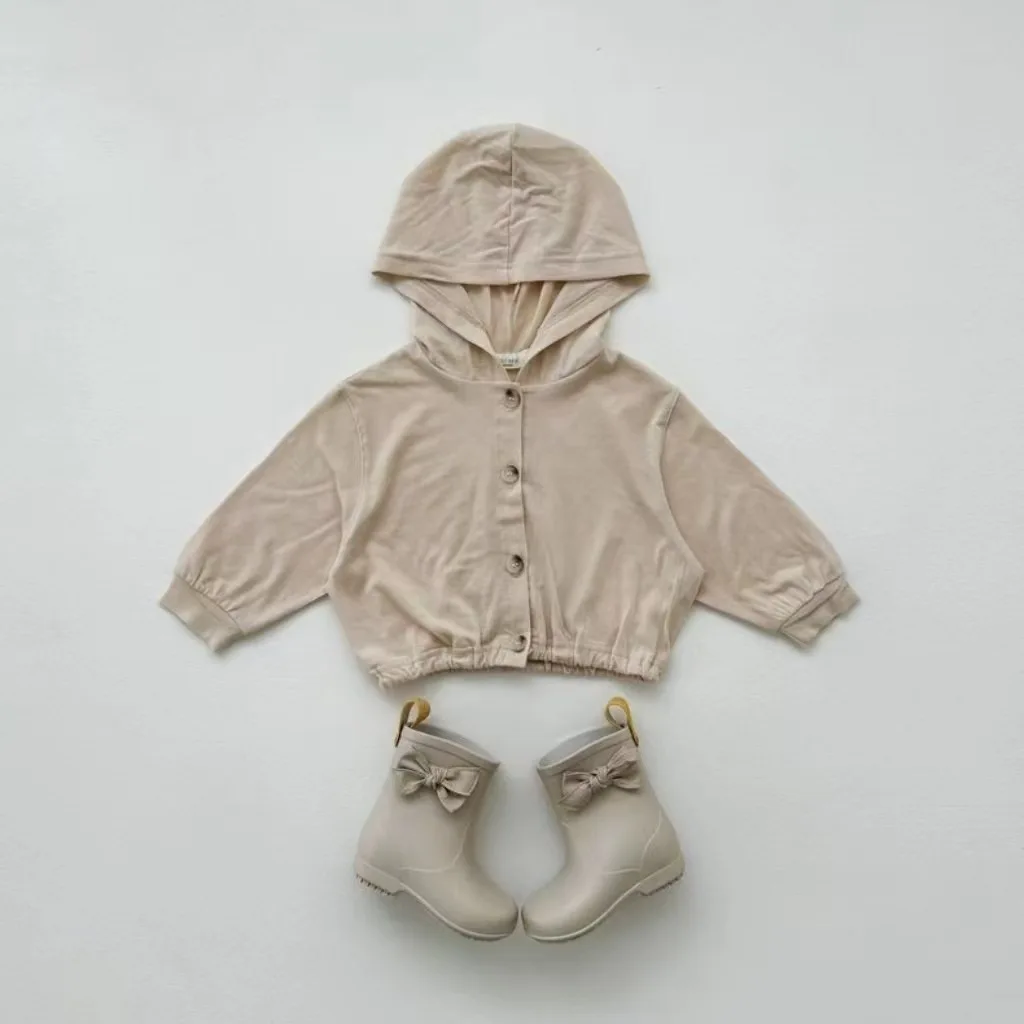 Manteau à capuche à manches longues pour bébé, veste de protection solaire pour bébé, imprimé de dessin animé mignon, pour garçon et fille, vêtements pour enfants, nouvelle collection été 2025