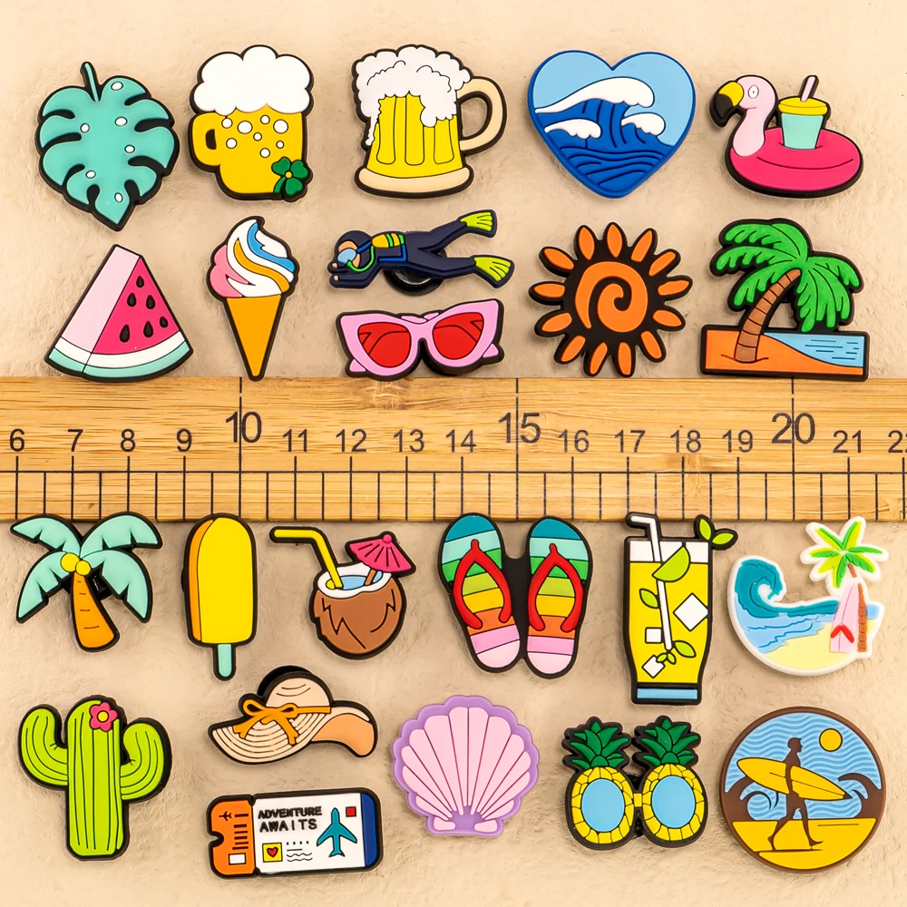 1/30 stücke Sommerreise schuh Charms Sun Beach Casual Urlaub Schuh zubehör Dekorationen Pins für Frauen Männer Kinder Sandale Ornament – Detail 5
