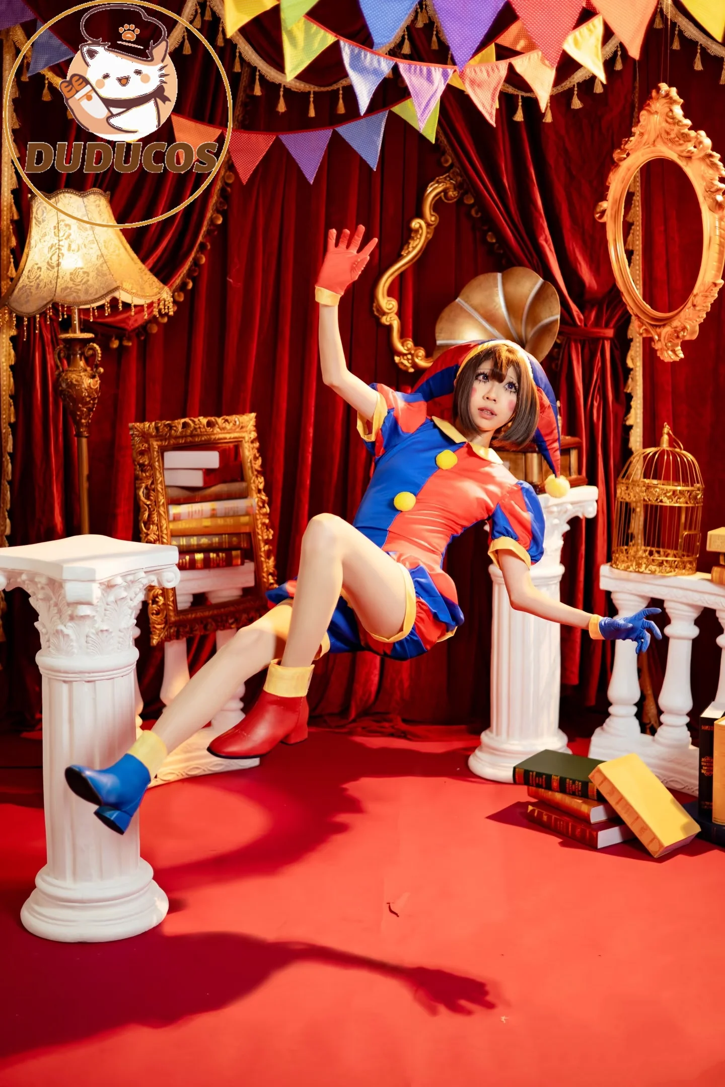 

Anime The Amazing Digital Circus Pomni Cosplay Costume Clown Clothes Women Party Role Play Dress Up Carnival Outfits Hat Gloves