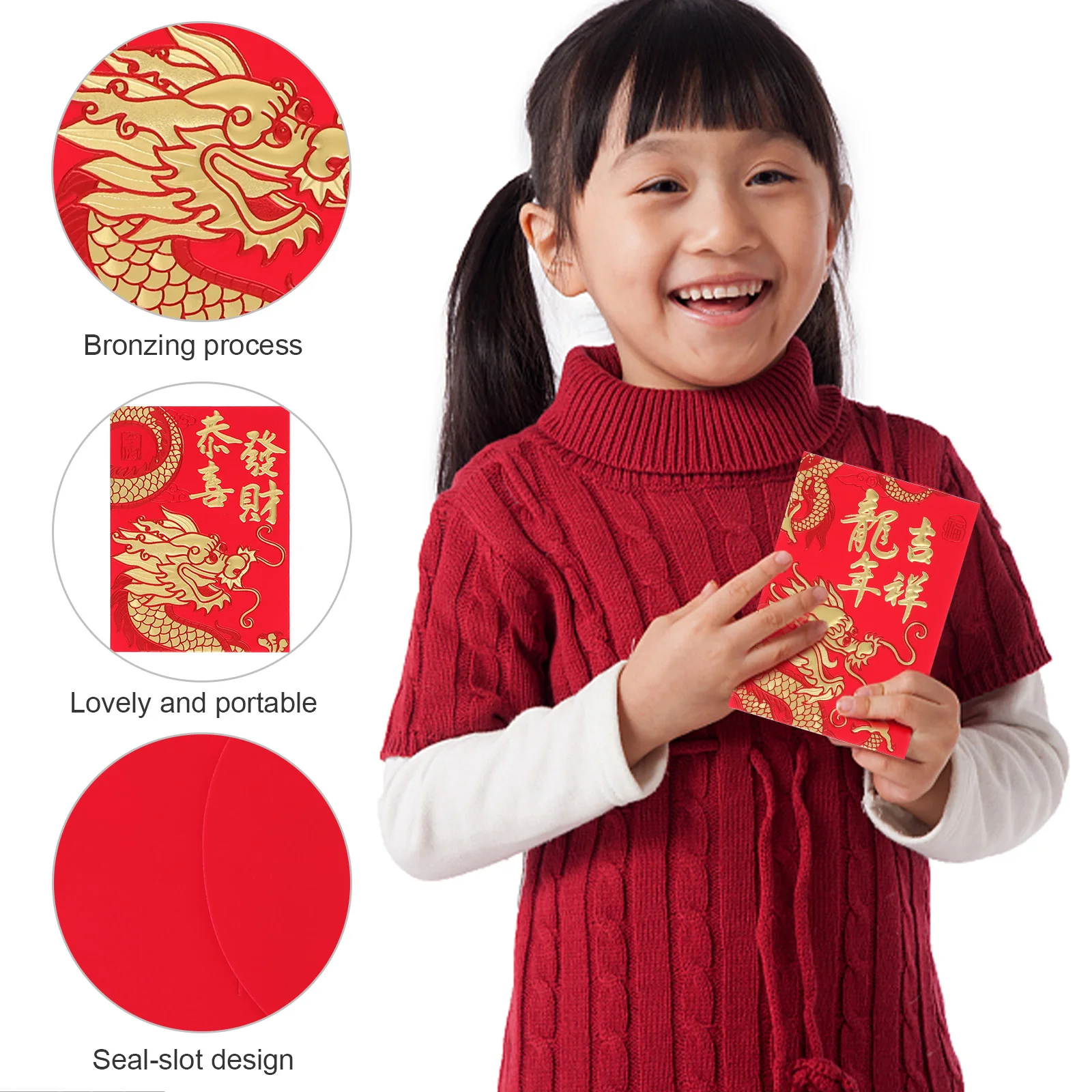 

60 Pieces Zodiac Design Red Envelopes Year Of Dragon Lucky Money Pouches Traditional New Year Gift For Sharing Joy