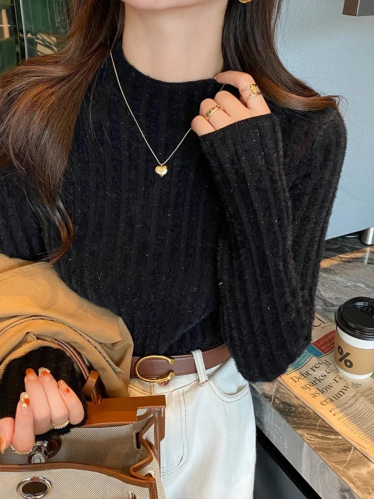 Turtleneck Sweater Women Tops Lined Thick Warm Sweater Knitted Pullover Tops Autumn Winter Streetwear Jersey Knitwear Jumper