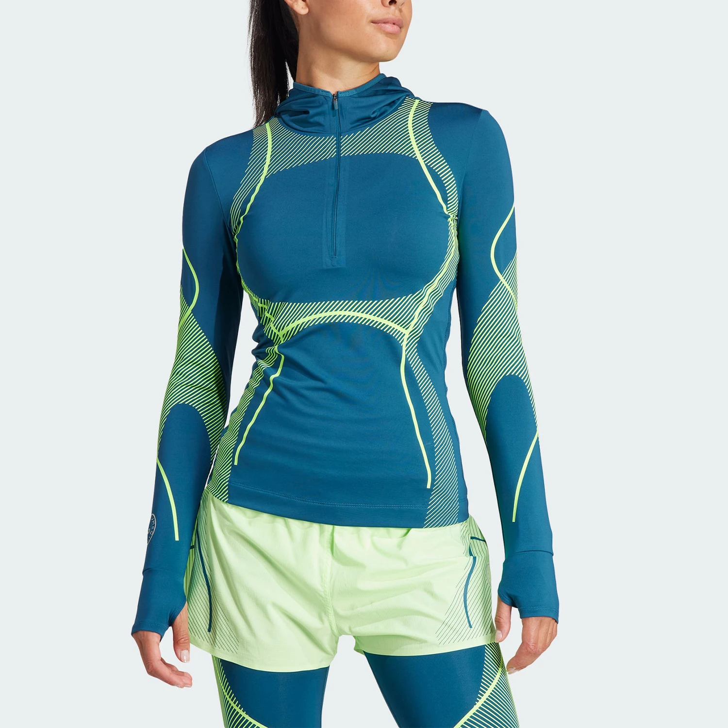 

Adidas Official Authentic New Women's Half-Zip Tight Hooded Sweatshirt IT9050